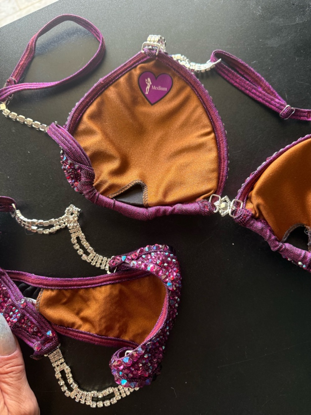Purple Rhinestone Embellished Bikini Set - Picture 10 of 10